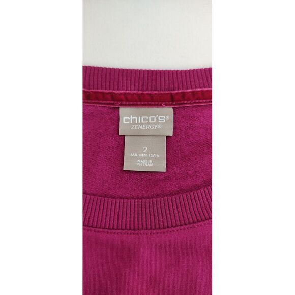 Chico's magenta crew neck pullover sweatshirt tunic side zippers Large 2 NWT - Picture 4 of 9